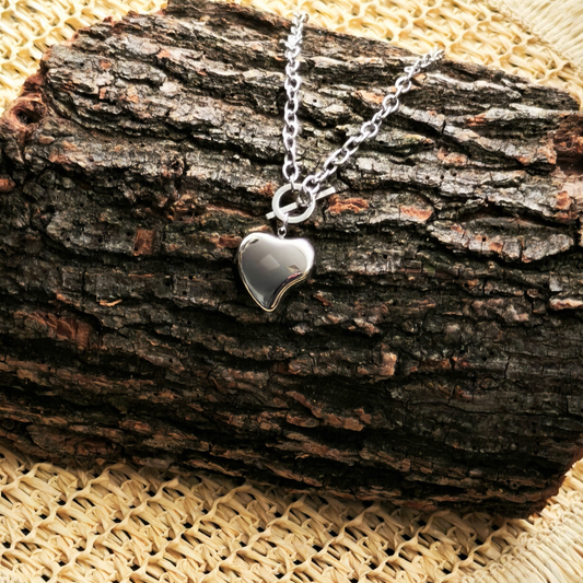 Collar corazón plateado 50 cm
