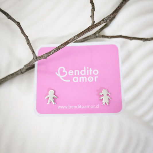 Aros de plata mamá (niña y niño)