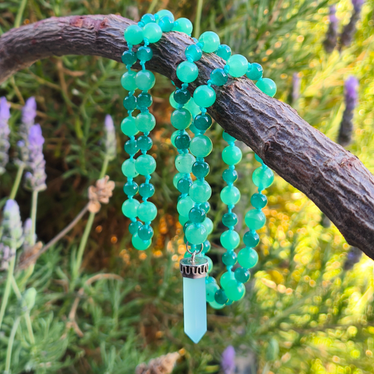 Maxi collar Jade y amazonita original 85 cm