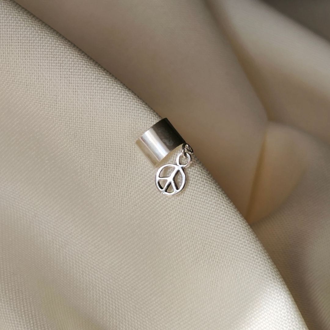 Aro Ear cuff Amor y Paz plata 925
