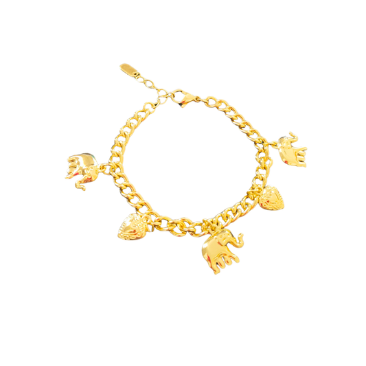 Pulsera Elefante de la Suerte Enchapada en Oro 18K