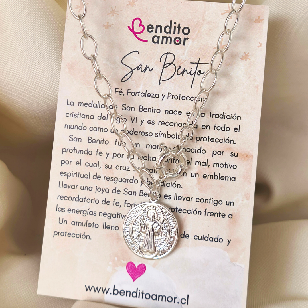Maxi Cadena de Plata San Benito – protección y fe para llevar contigo cada día