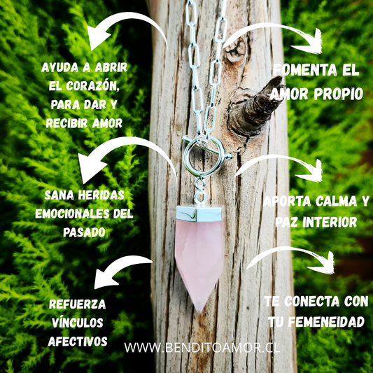 Maxi Cuarzo rosado en plata 925