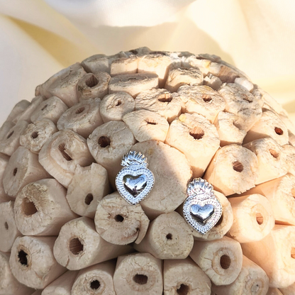 Aros de plata corazón detente