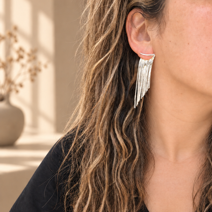 Aros Cascada Plata  – flecos que se mueven contigo