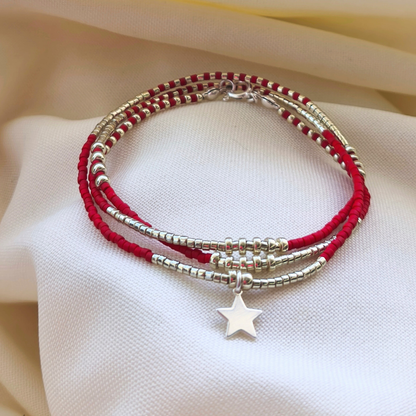 Maxi Pulsera Roja de Protección “Alma” – Estrella de Plata