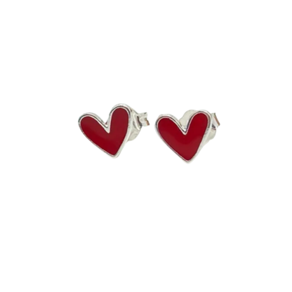 Aros Corazón Esmaltados Rojos de Plata 925 | Un recordatorio de amor propio ❤️