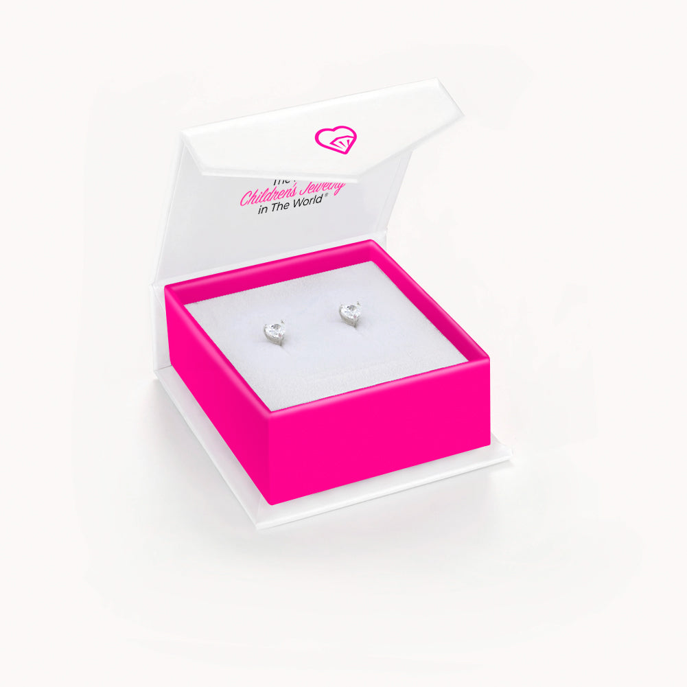Aros de corazón en plata 925 con circonita cúbica – Joya fina certificada para niñas