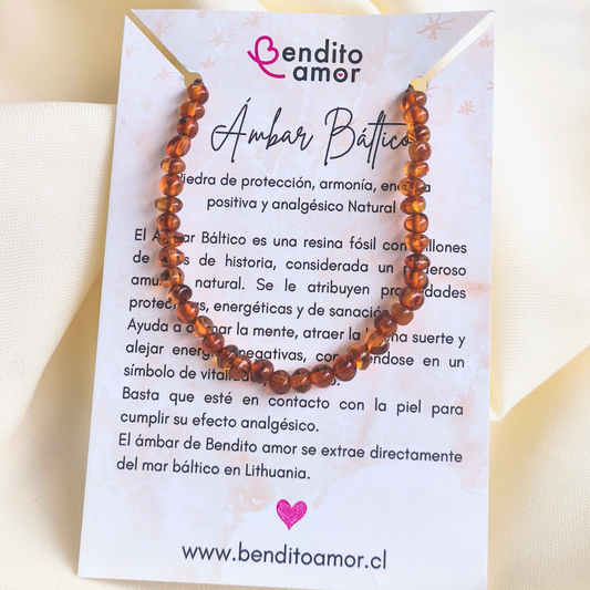 Pulsera ajustable ámbar cognac unisex