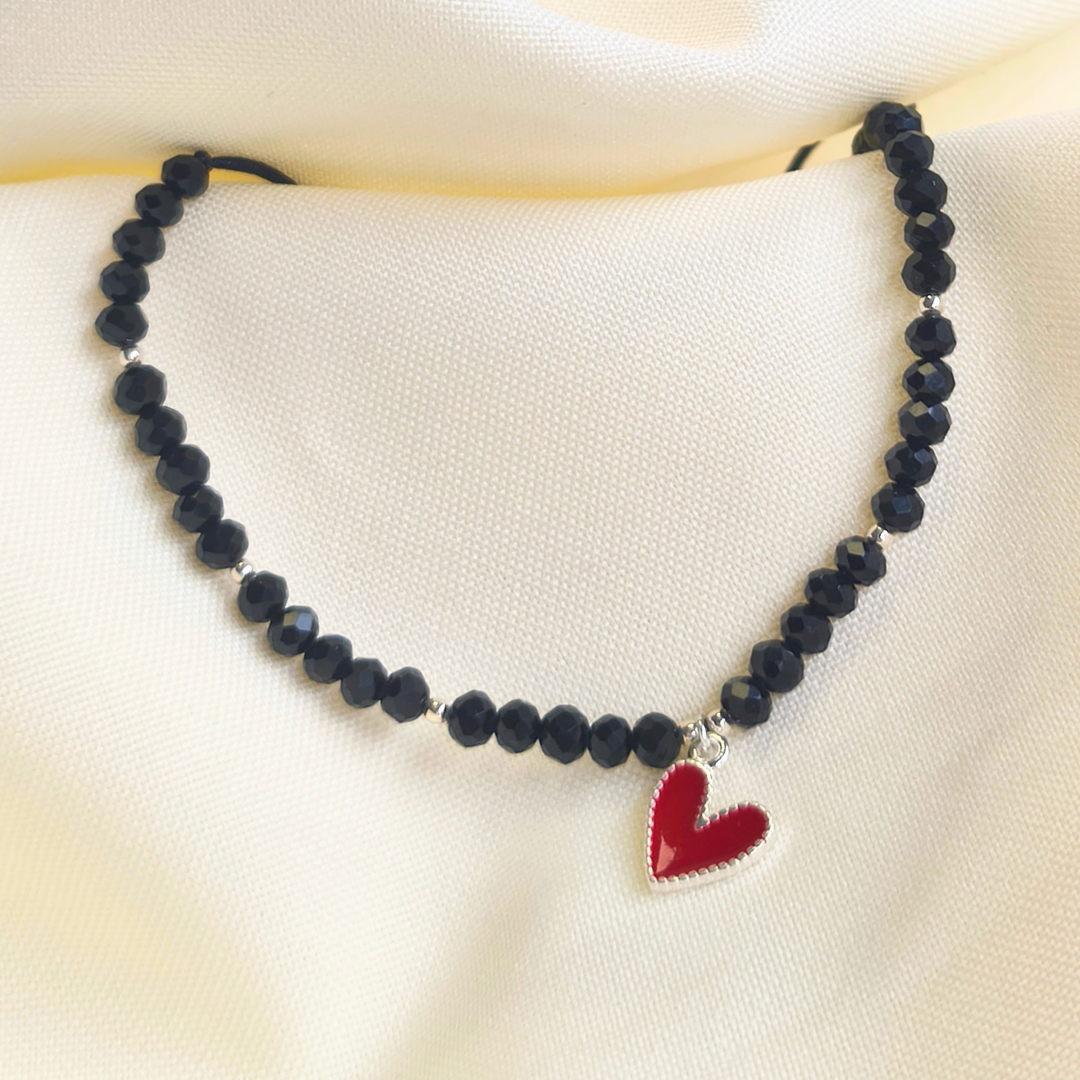 Pulsera ajustable corazón rojo