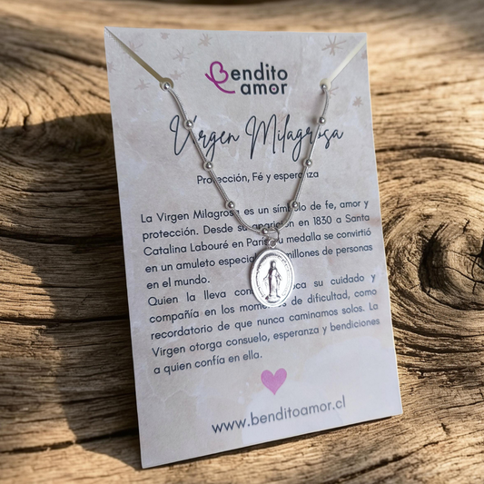 Cadena de plata virgen milagrosa