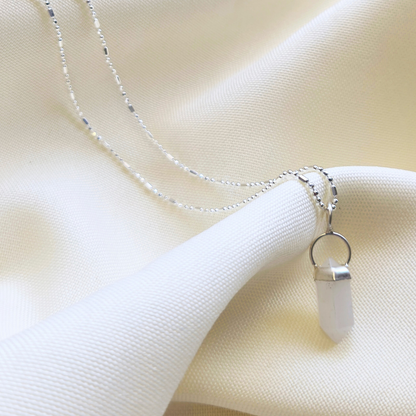 Cadena plata y cuarzo energía 45 cm