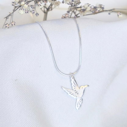 Collar de plata Colibrí y recuerdos 45 cm