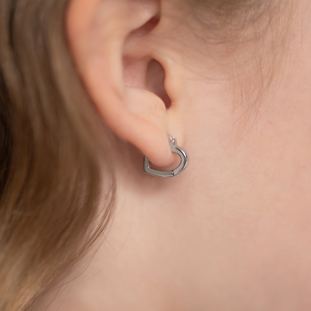 Argollas forma de corazón de plata 925 para niñas y adolescentes