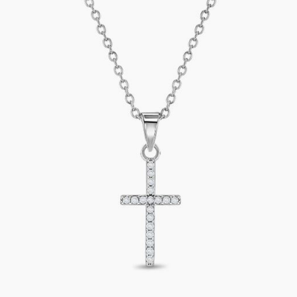 Collar con colgante de cruz de plata 925 con circones para niñas y adolescentes