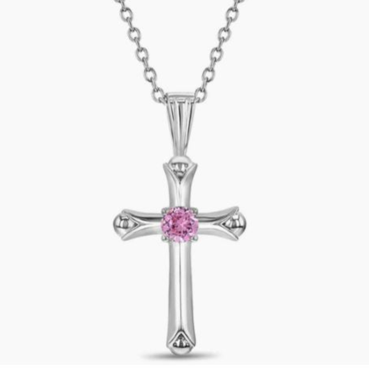 Cadena con colgante de cruz circonita