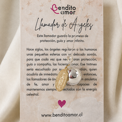 Llamador de Ángeles de la Fertilidad — Virgen de la Dulce Espera | Cadena 110 cm