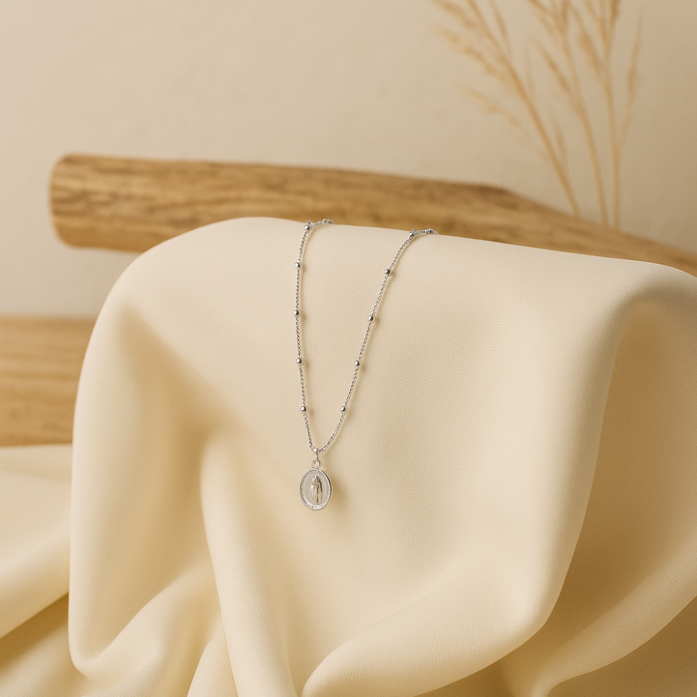 Collar Cadena Veneciana de Plata 925 con Medalla Milagrosa – 45 cm