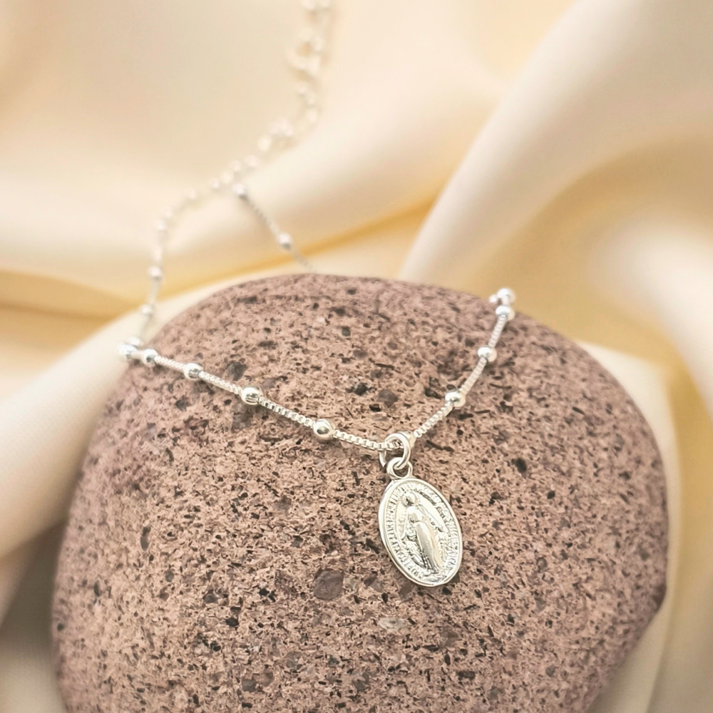 Collar Cadena Veneciana de Plata 925 con Medalla Milagrosa – 45 cm