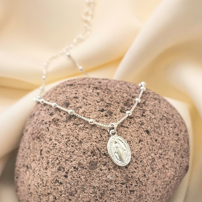 Collar Cadena Veneciana de Plata 925 con Medalla Milagrosa – 45 cm