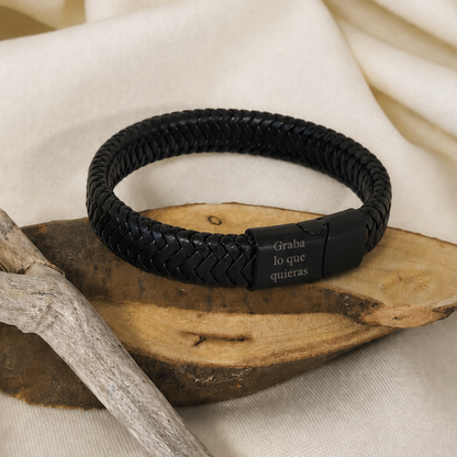 Pulsera de ecocuero trenzado personalizada – el regalo con tu mensaje grabado para siempre