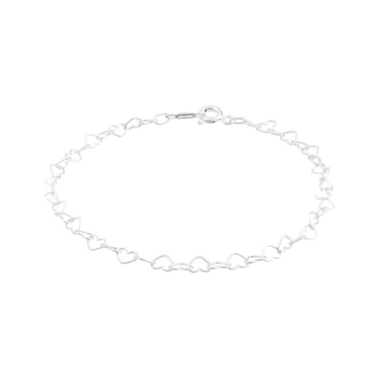 Pulsera de plata corazones