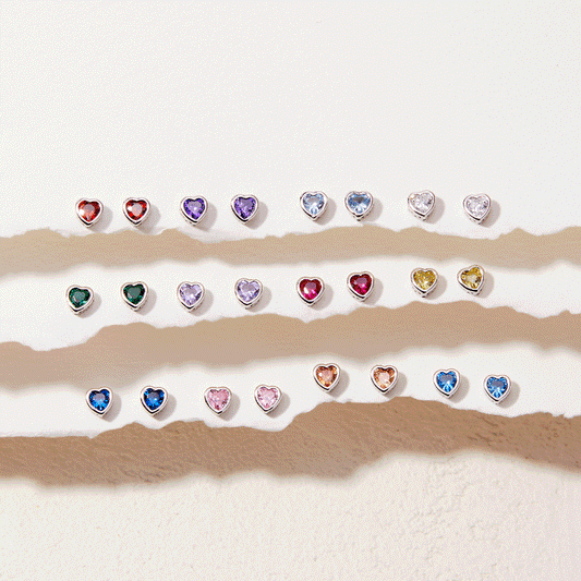 Aros de corazón con circón y plata 925