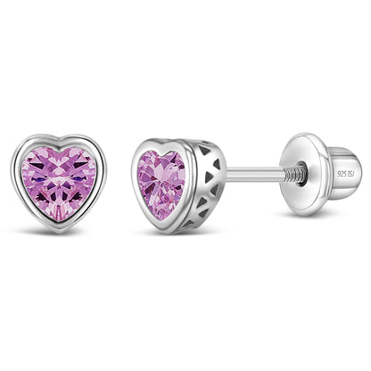 Aros de corazón con circón y plata 925