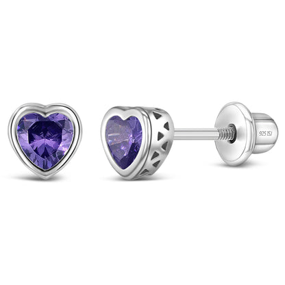 Aros de corazón con circón y plata 925