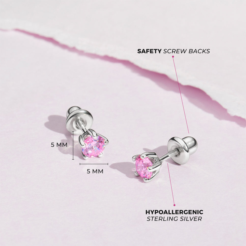 Aros Circón Rosado de Plata 925 Certificada | Brillo delicado para cada día | In Season Jewelry