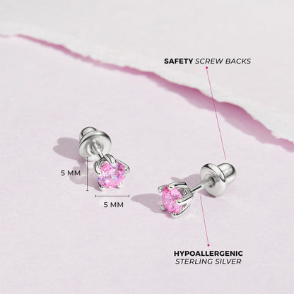 Aros Circón Rosado de Plata 925 Certificada | Brillo delicado para cada día | In Season Jewelry
