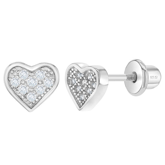 Aros de corazón con circones en su interior para bebes y niñas