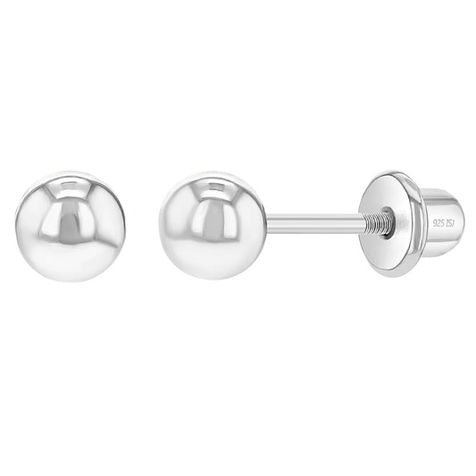 Aros de bola clásicos de 4 mm de plata 925 para bebes y niñas