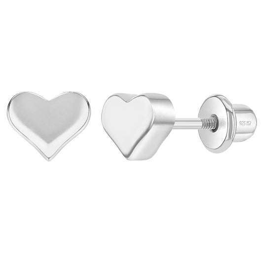 Aros de corazón de plata 925 para bebes y niñas