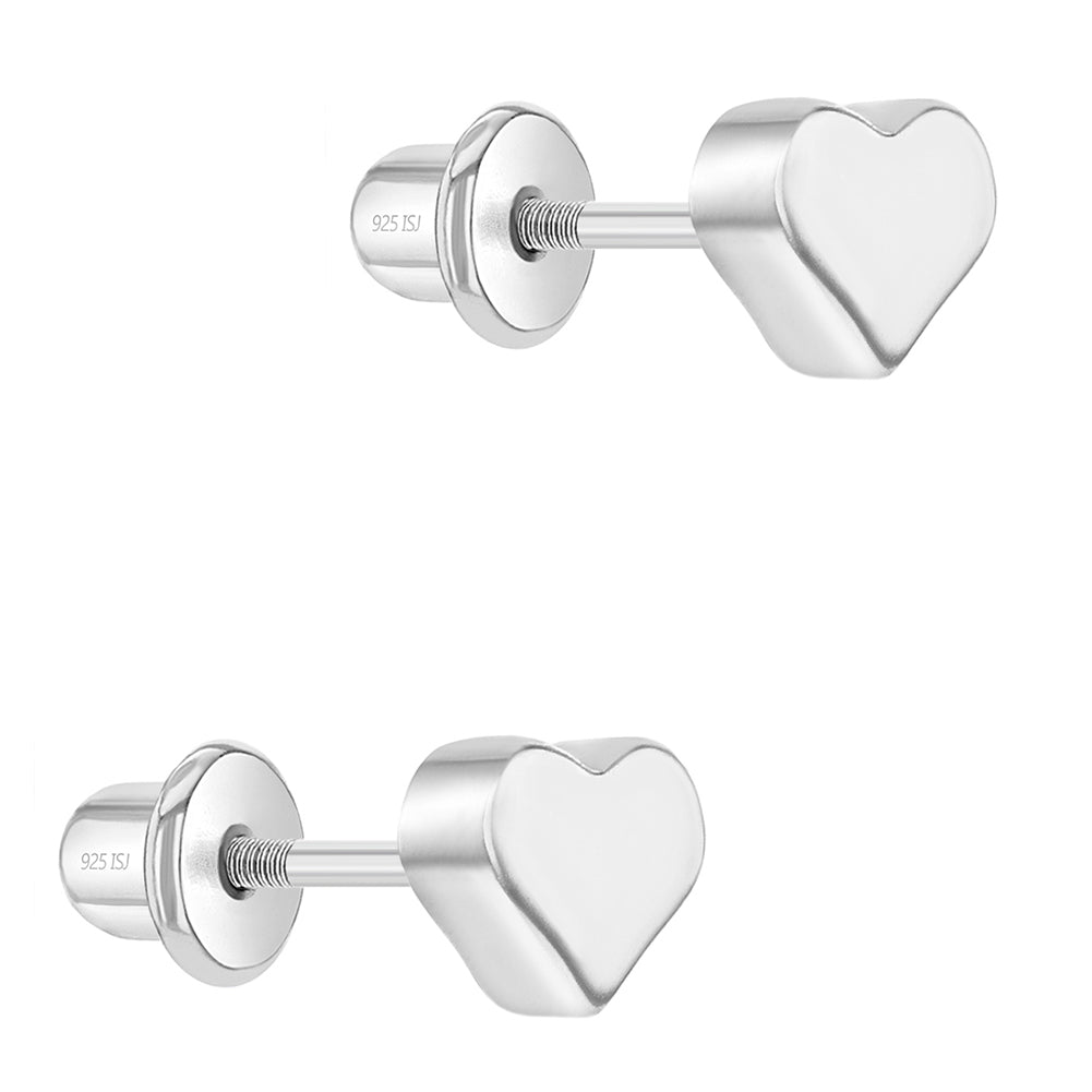Aros de corazón de plata 925 para bebes y niñas