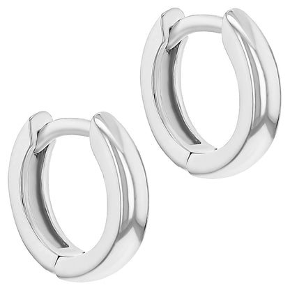 Argollas clásicas lisas de 13 mm plata 925 para niñas y adolescentes