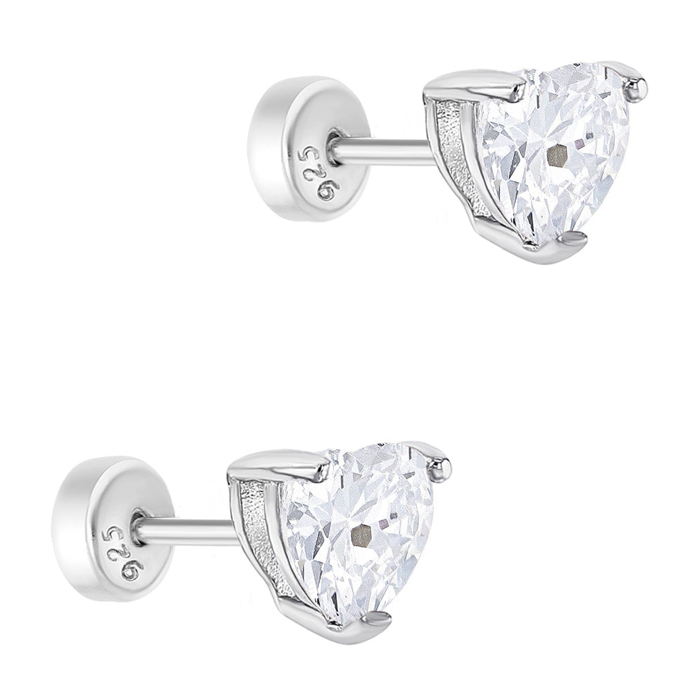 Aros de corazón en plata 925 con circonita cúbica – Joya fina certificada para niñas