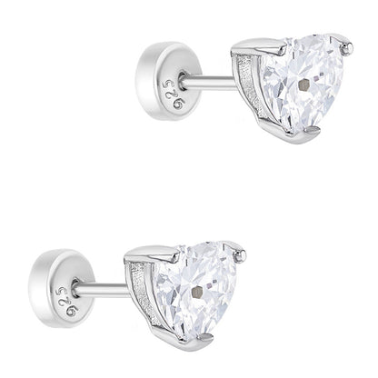 Aros de corazón en plata 925 con circonita cúbica – Joya fina certificada para niñas