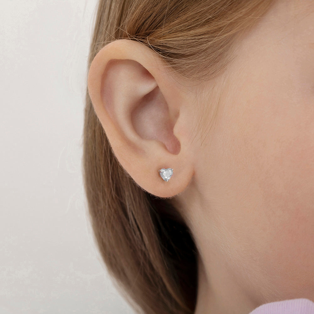 Aros de corazón en plata 925 con circonita cúbica – Joya fina certificada para niñas