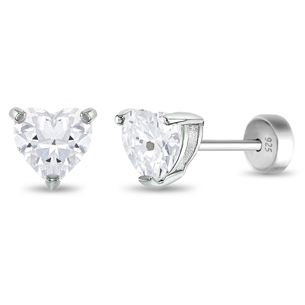 Aros de corazón en plata 925 con circonita cúbica – Joya fina certificada para niñas