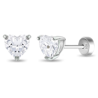 Aros de corazón en plata 925 con circonita cúbica – Joya fina certificada para niñas