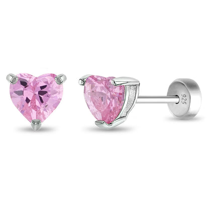 Aros de corazón en plata 925 con circón – Joya fina certificada