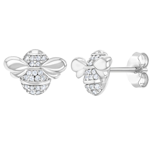 Aros de abeja de plata 925 con circonias para niñas