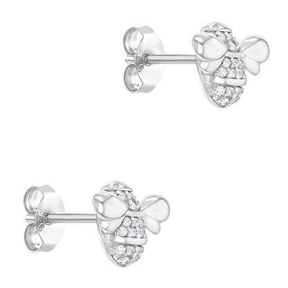 Aros de abeja de plata 925 con circonias para niñas