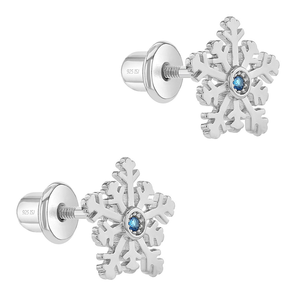 Aros de copo de nieve de plata 925 para niñas