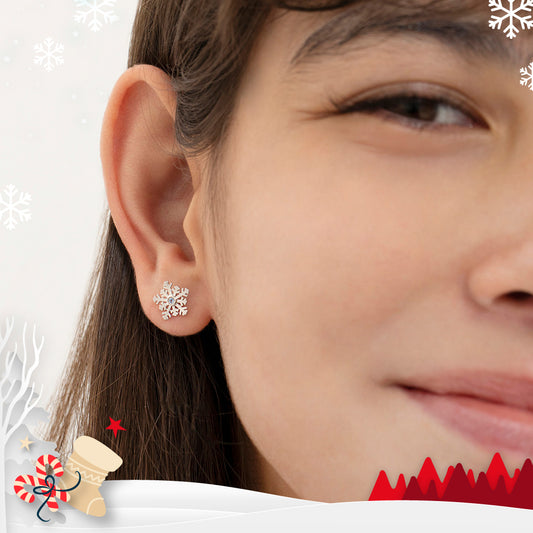 Aros de copo de nieve de plata 925 para niñas