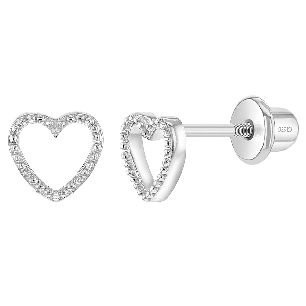 Aros corazón de plata 925 y circones para bebés