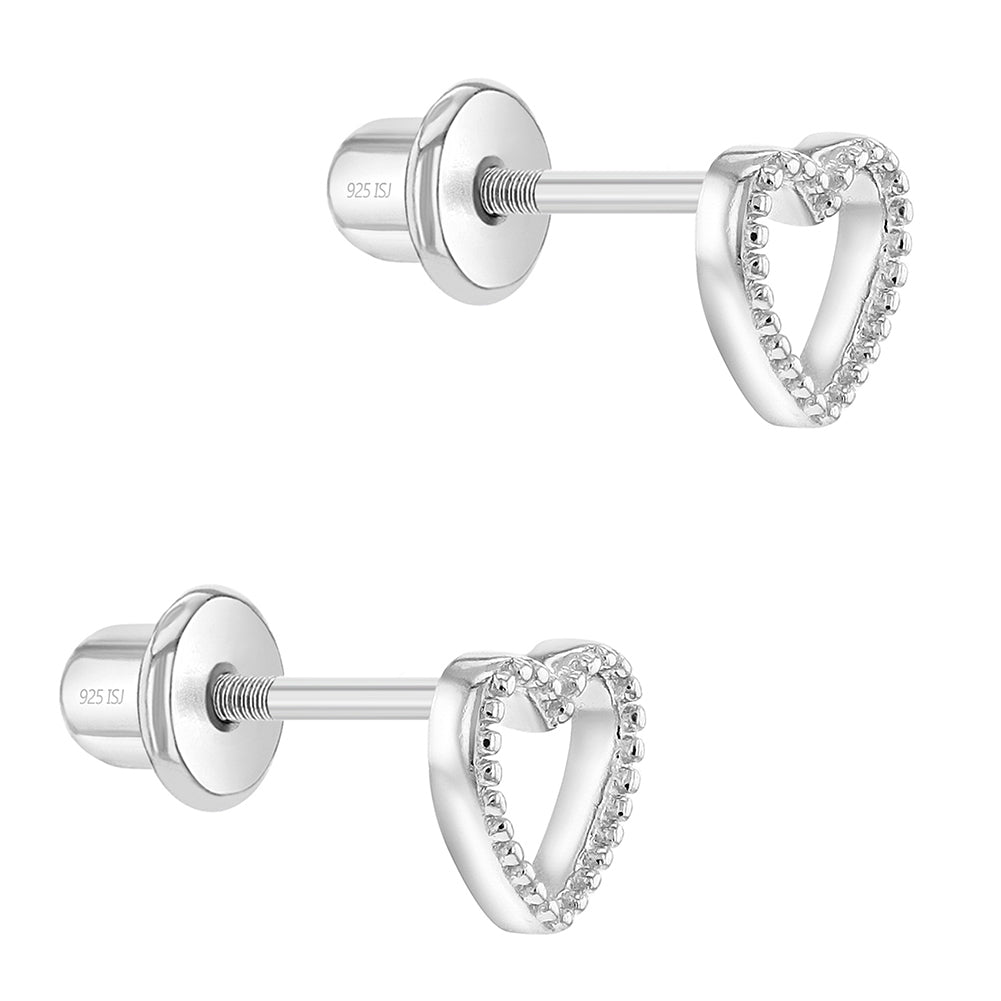 Aros corazón de plata 925 y circones para bebés