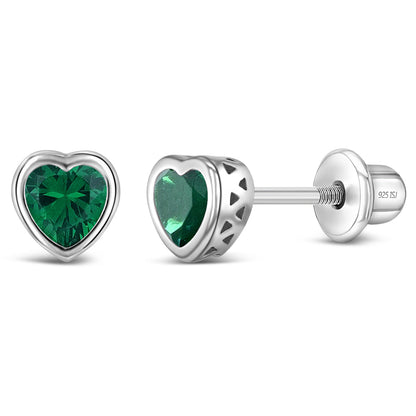 Aros de corazón con circón y plata 925