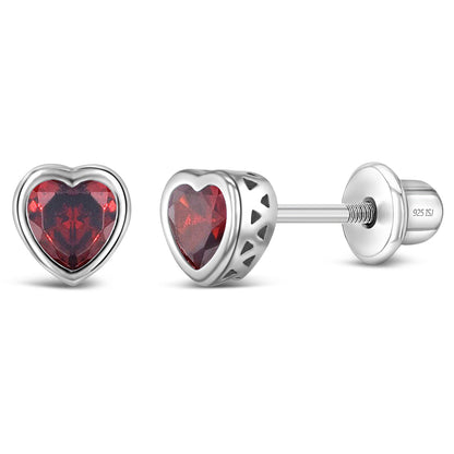 Aros de corazón con circón y plata 925